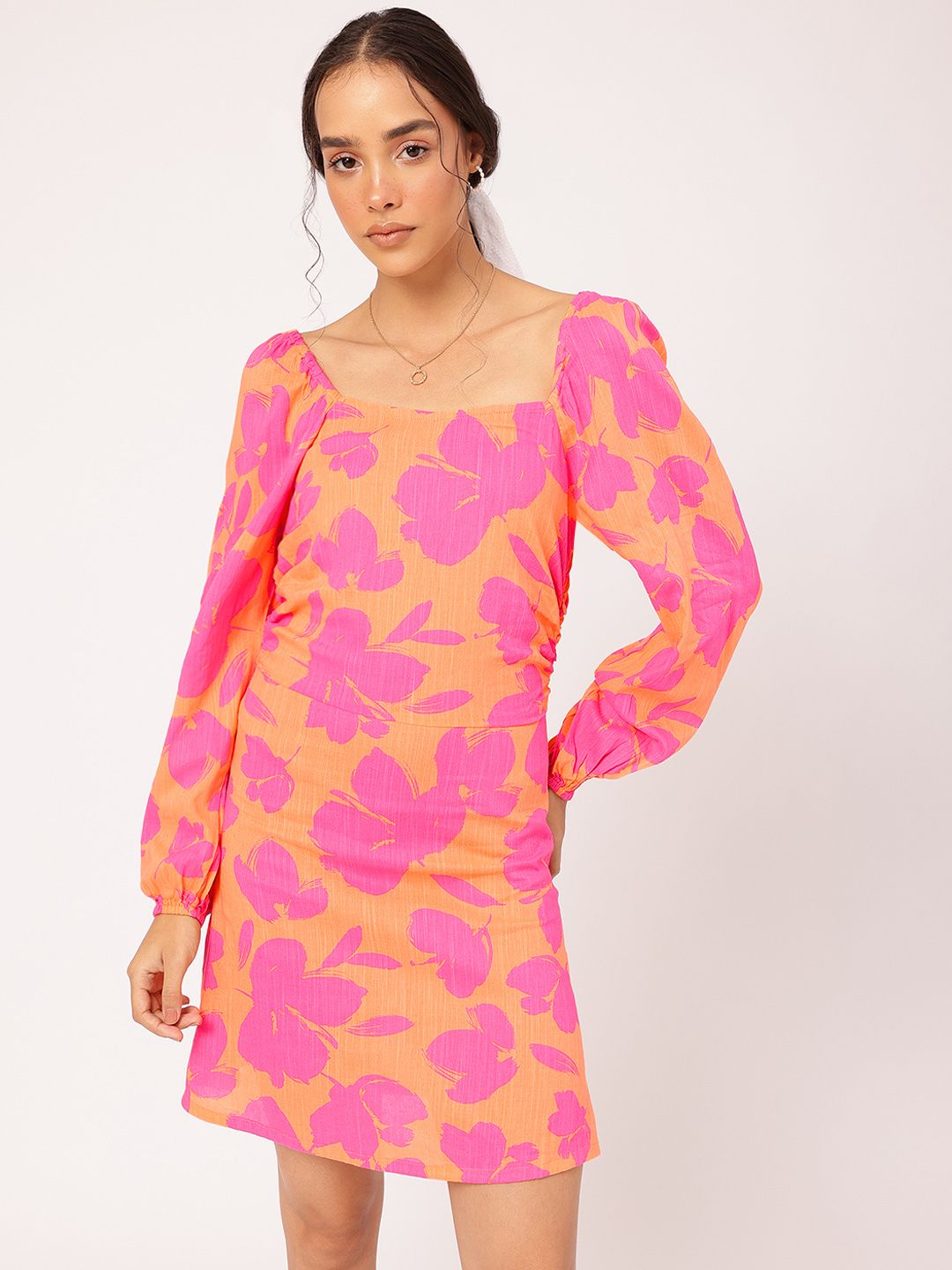 DressBerry Sweet Florals Ruched A-Line Mini Sundress