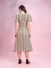 DressBerry Flared Sleeve Crochet A-Line Midi Dress