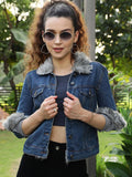 STREET 9 Women Blue Pure Cotton Washed Denim Jacket