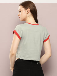 DILLINGER Women Regular Cropped Varsity Printed Tshirt