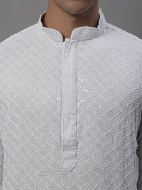 Jompers Geometric Chikankari Embroidered Kurta With Pyjamas