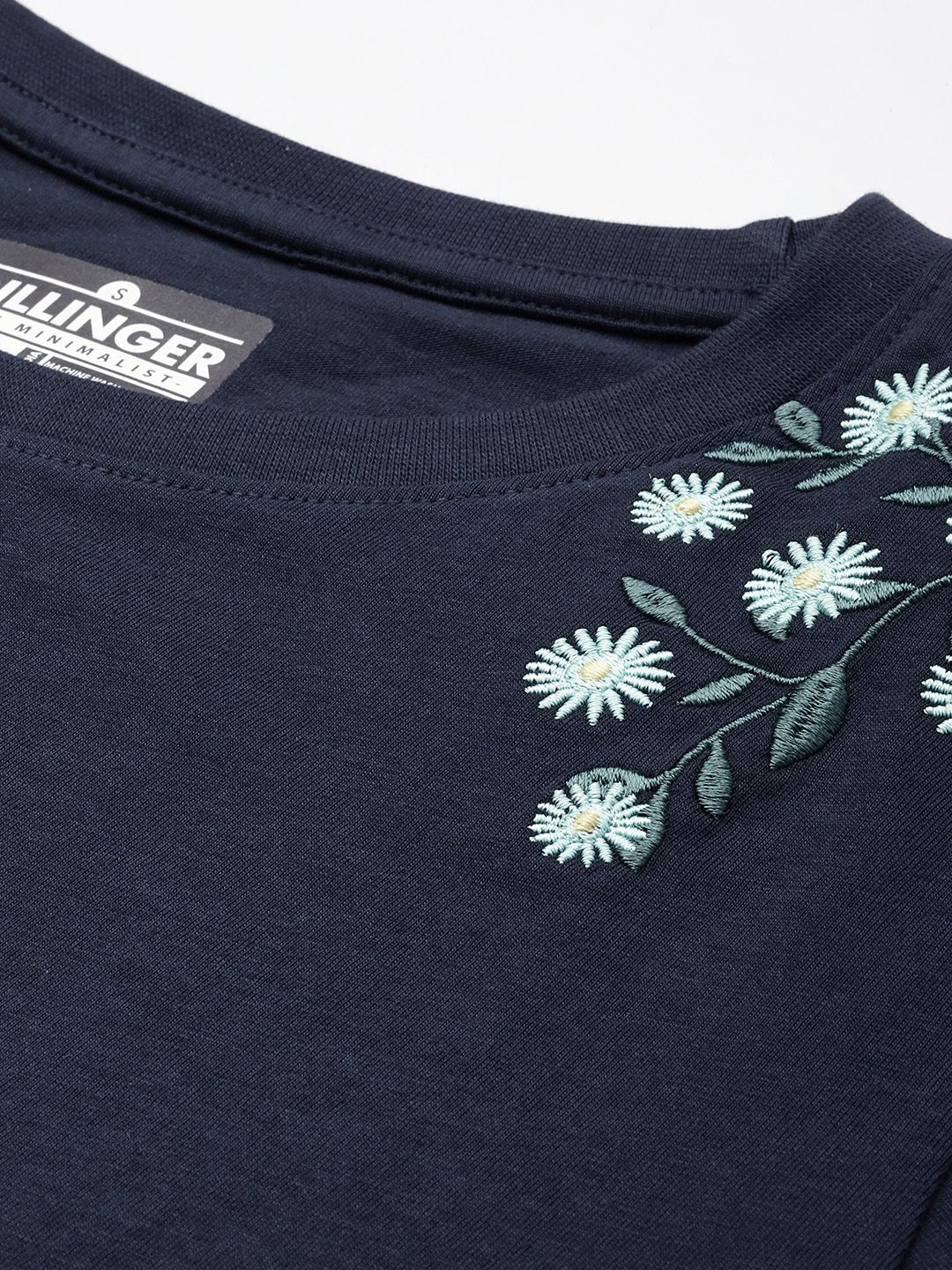 DILLINGER Women Regular Cropped Fit Embroidery Crew Neck Tshirt