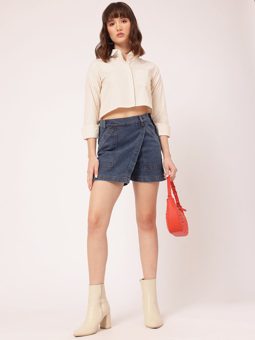 DressBerry K-Chic Pinstripes Crop Shirt