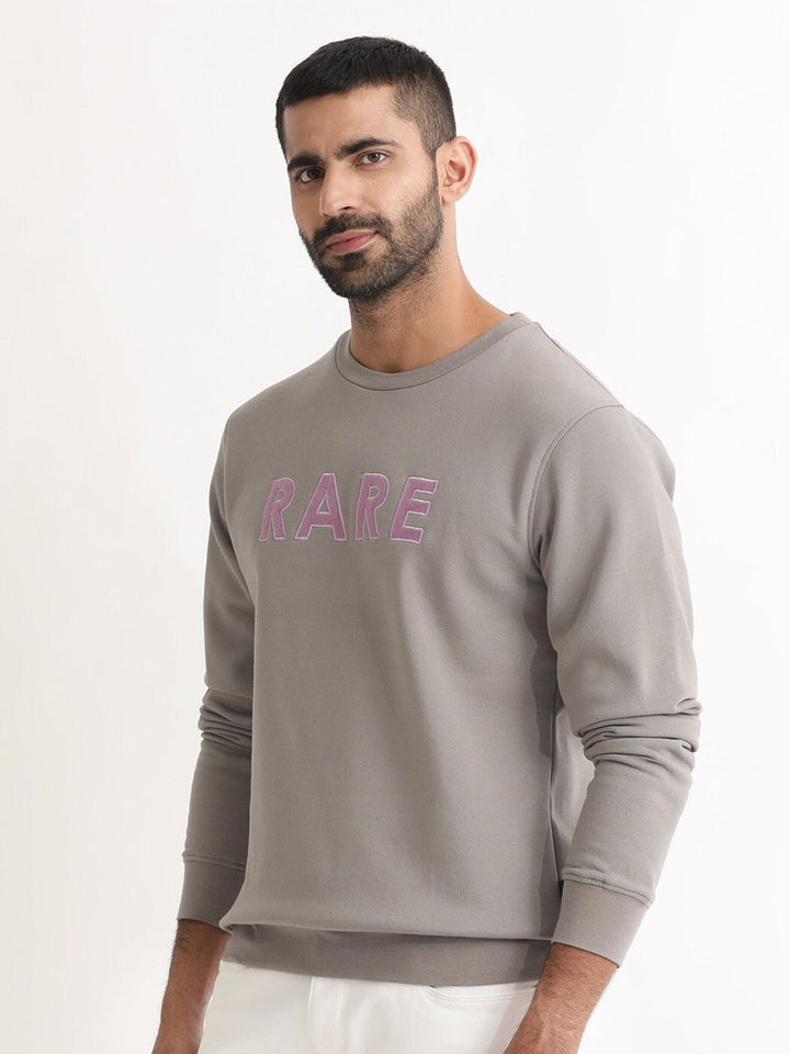 RARE RABBIT Men Robbs Logo Print Round Neck Sweatshirt