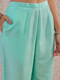 Indo Era Floral Embroidered Sequinned Straight Kurta With Trousers & Dupatta