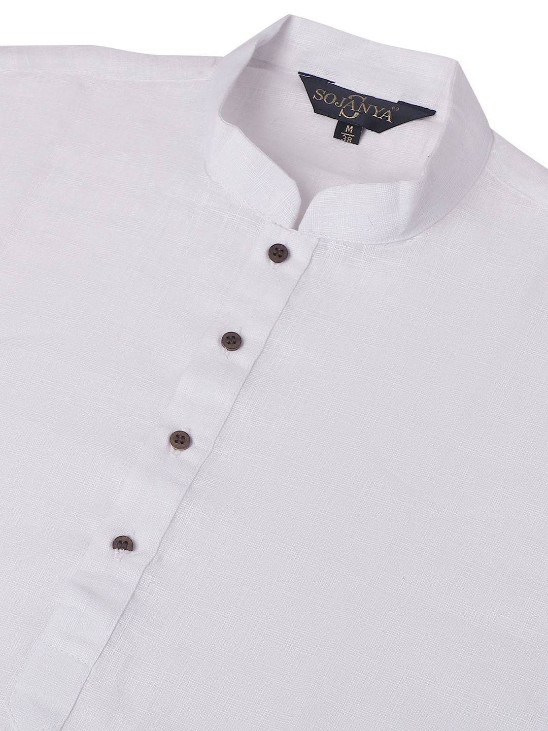 SOJANYA Men White Dobby Kurta