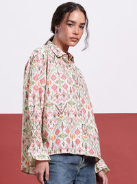 DressBerry Ikat Edge Printed Shirt Style Top