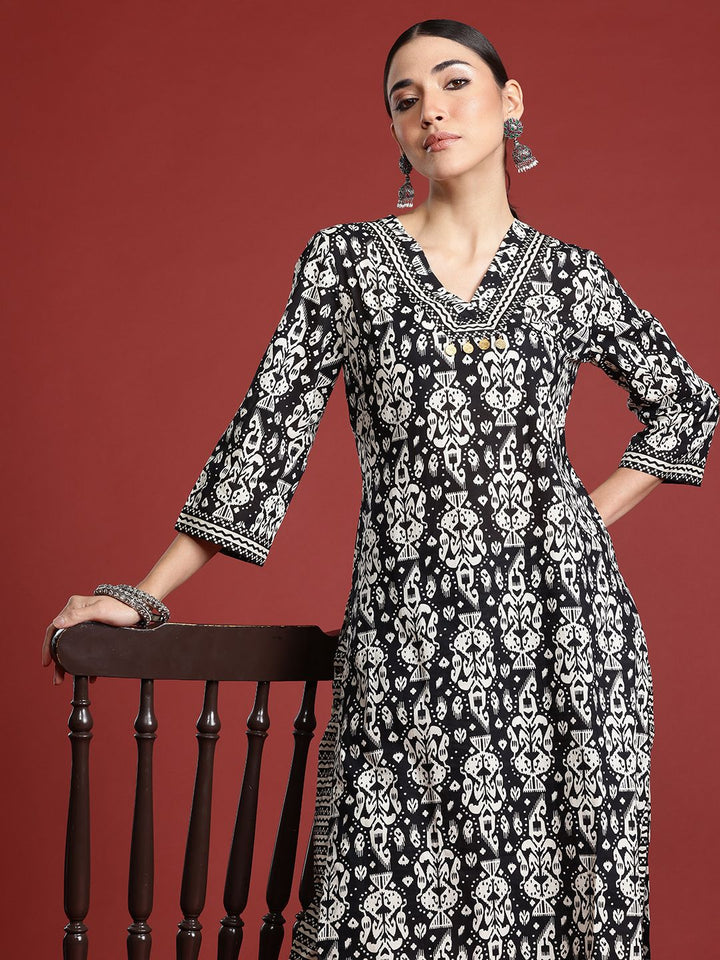 Indo Era Ethnic Motifs Printed Pure Cotton Kurta with Trousers