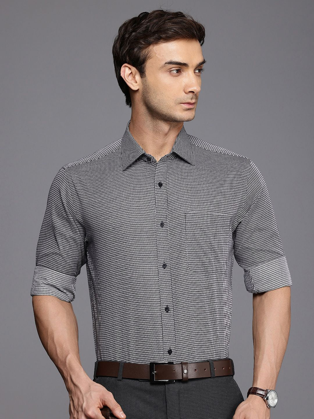 Raymond Slim Fit Textured Cutaway Collar Pure Cotton Formal Shirt