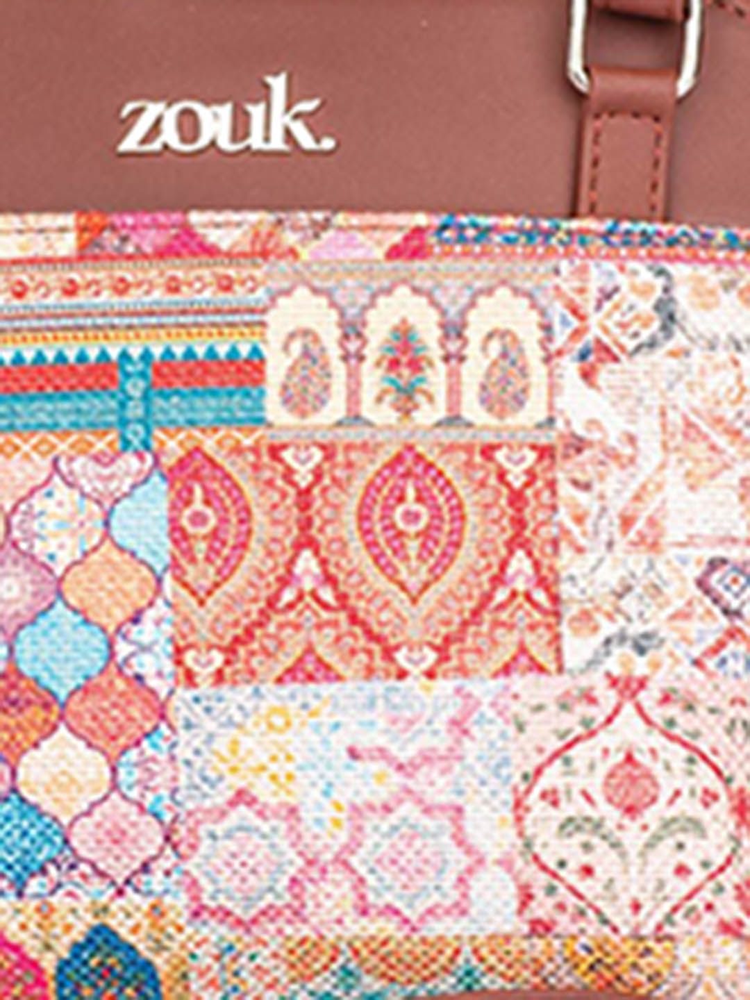ZOUK Ethnic Motifs Printed Structured Sling Bag