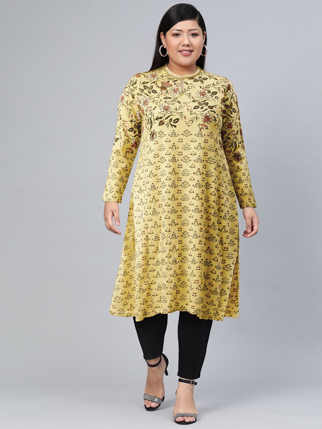 W Women Floral Woven Design Acrylic Kurta
