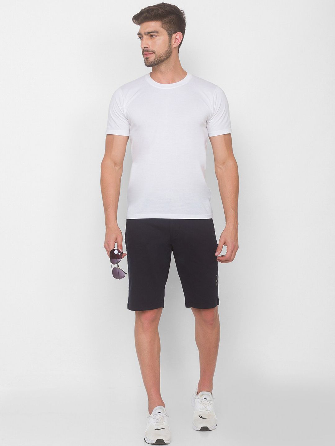 SPYKAR Men Blue Relaxed Fit Mid-Rise Pure Cotton Shorts