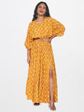 Global Desi Printed V-Neck Top & Skirt