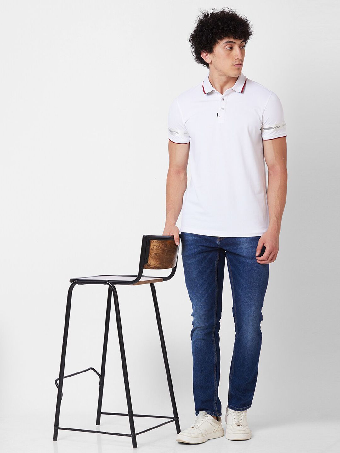 SPYKAR Polo Collar Short Sleeves Cotton Slim Fit T-shirt