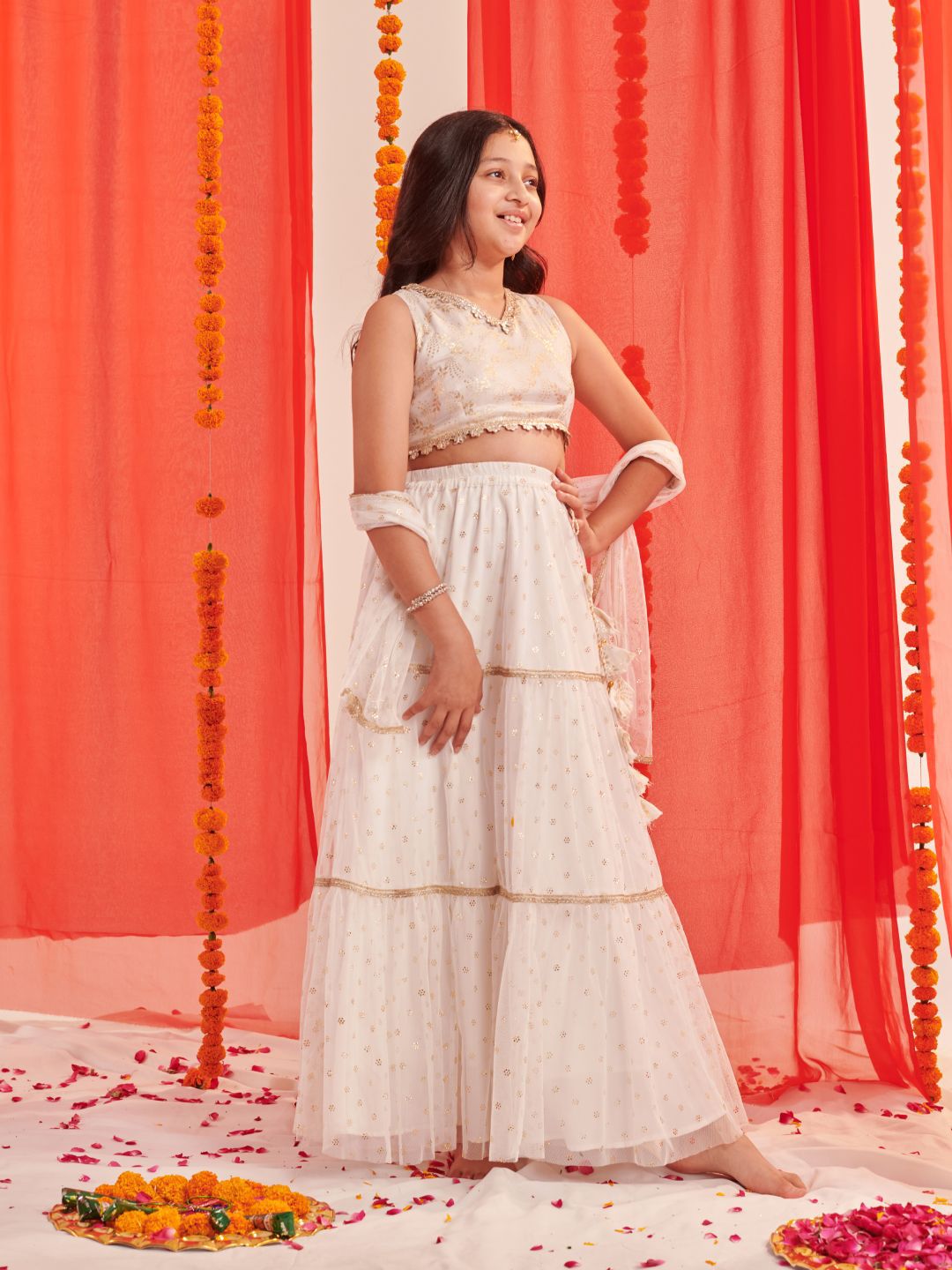 pspeaches Girls Printed Ready to Wear Lehenga Choli