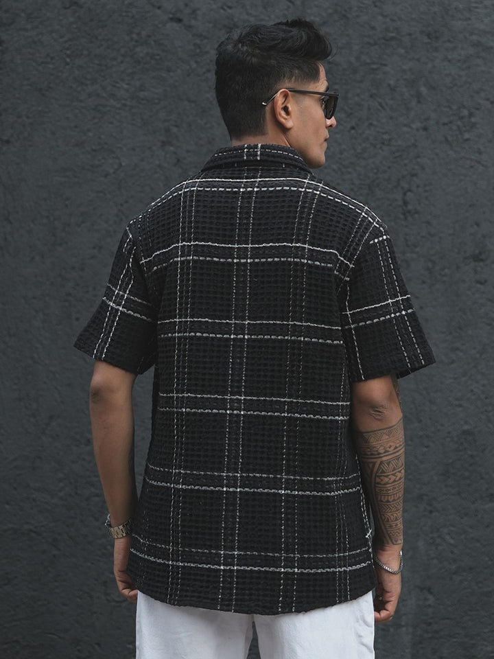 Powerlook India Slim Tartan Checks Spread Collar Short Sleeves Casual Shirt