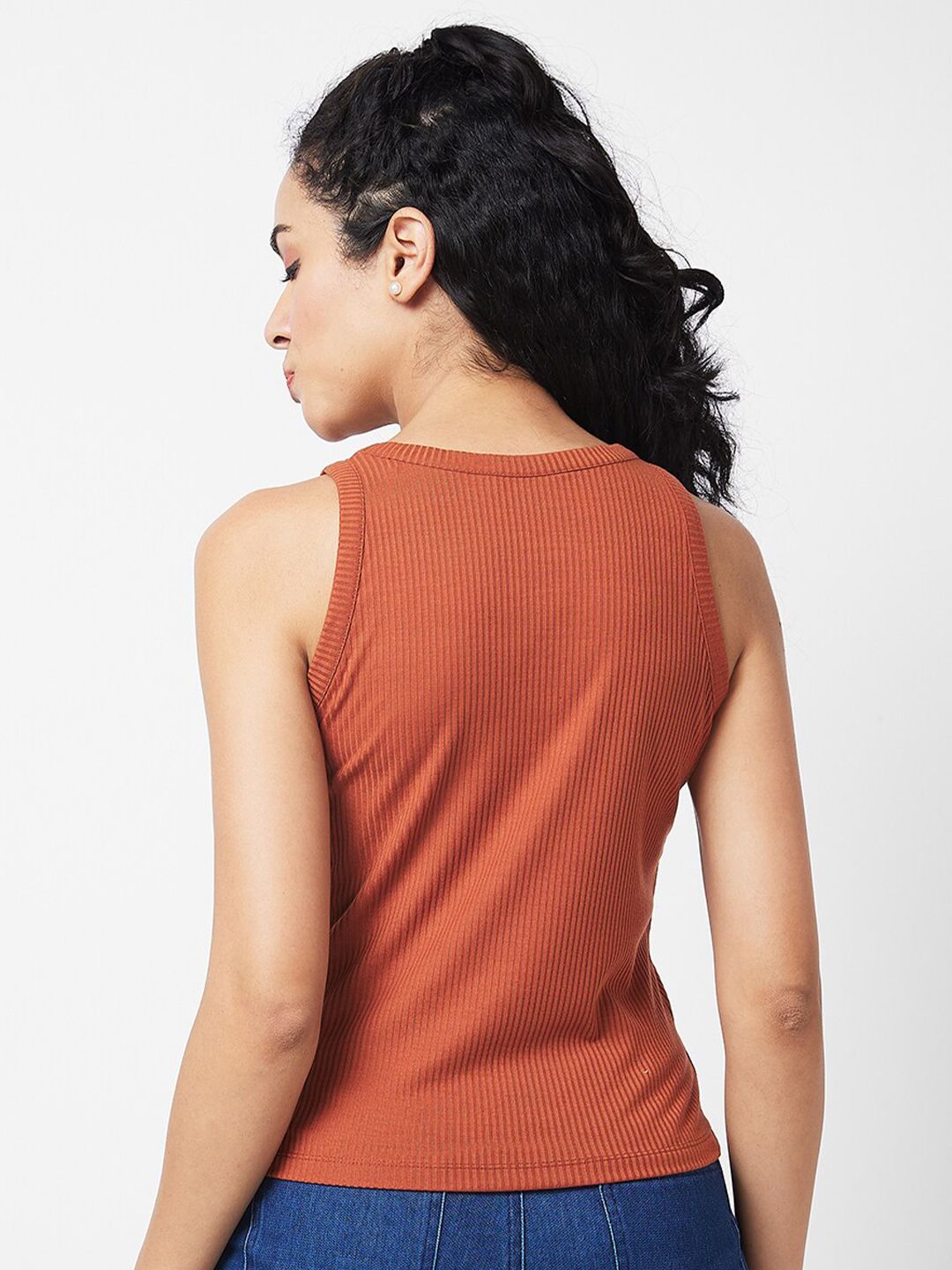 SPYKAR Round Neck Sleeveless Cotton T-shirt