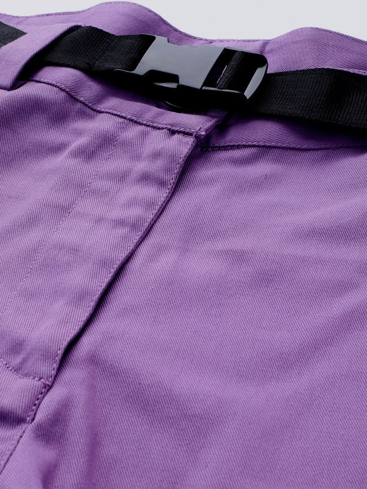 STREET 9 Women Lavender Solid Regular Fit Sports Shorts