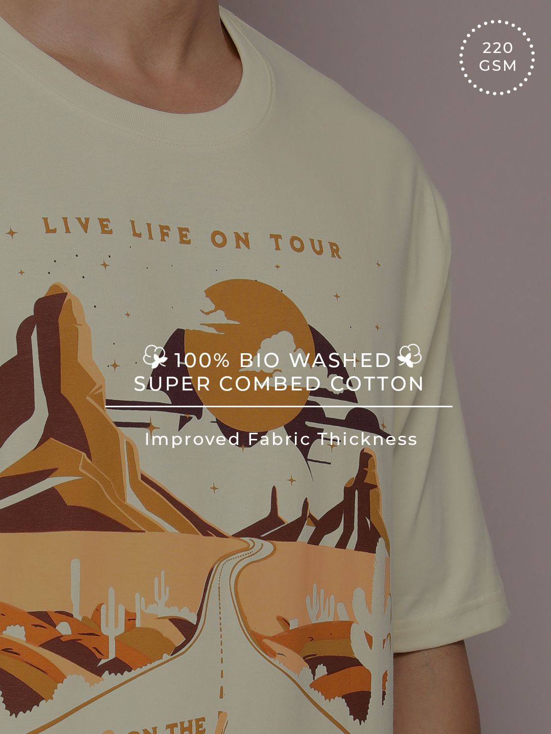 DILLINGER Men Graphic Printed Oversized Drop-Shoulder Sleeves Pure Cotton T-shirt