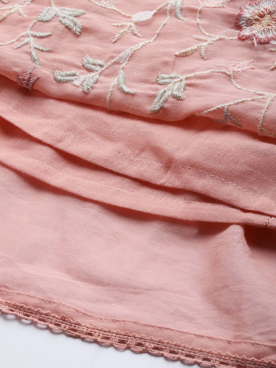 Indo Era Floral Embroidered Thread Work Pure Cotton Anarkali Kurta