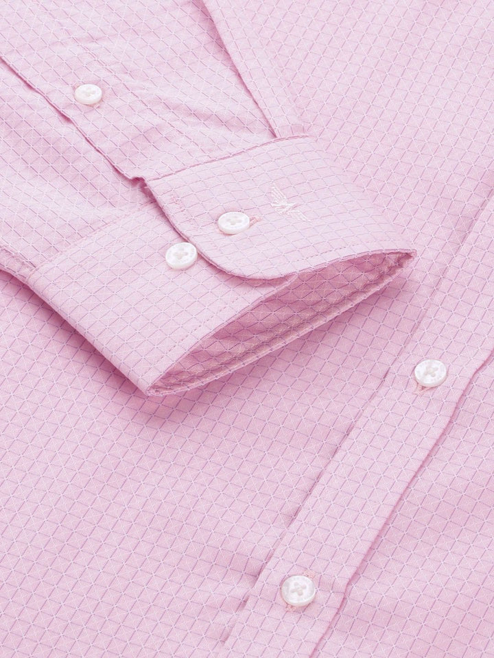 Park Avenue Slim Fit Grid Tattersall Checks & Self Design Opaque Formal Shirt With Pocket