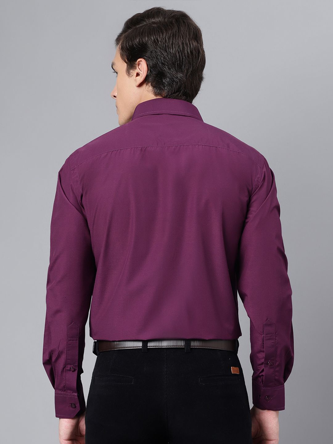 Hancock Men Purple Slim Fit Solid Formal Shirt