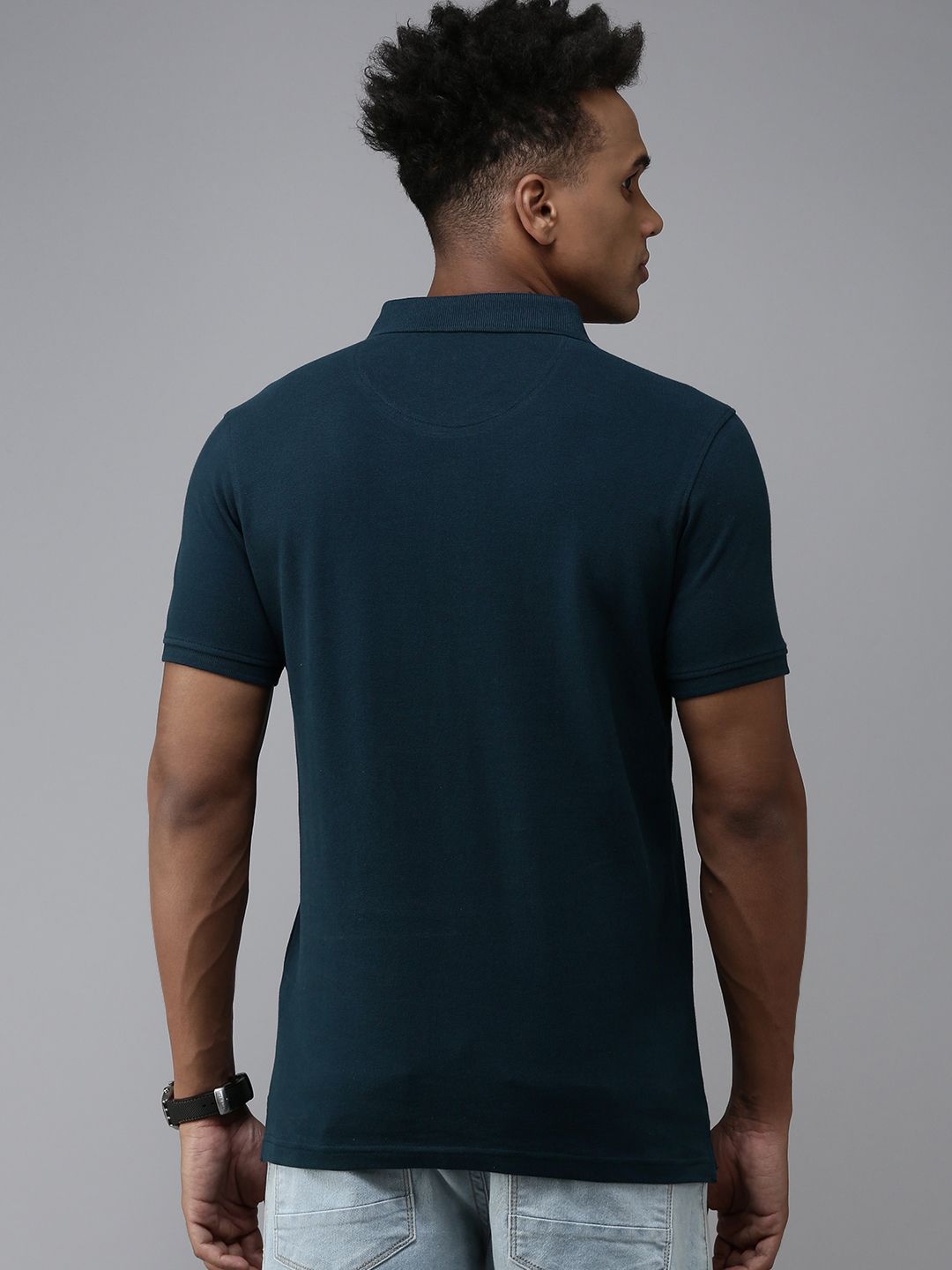 SPYKAR Men Brand Logo Printed Polo Collar Pure Cotton Slim Fit T-shirt