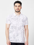 SPYKAR Floral Printed Polo Collar Cotton T-Shirt