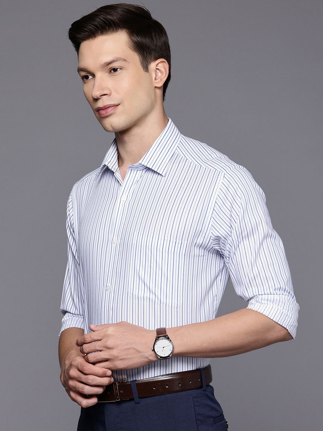 Raymond Slim Fit Striped Pure Cotton Formal Shirt