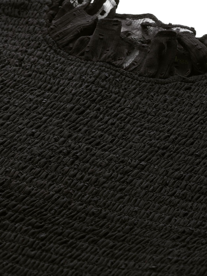 DressBerry Schiffli Smocked Tiered A-Line Midi Dress