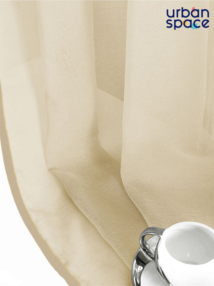 URBAN SPACE Set Of 2 Taupe Solid Sheer Door Curtains