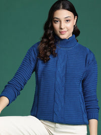 DressBerry Cable Knit Turtle Neck Pullover
