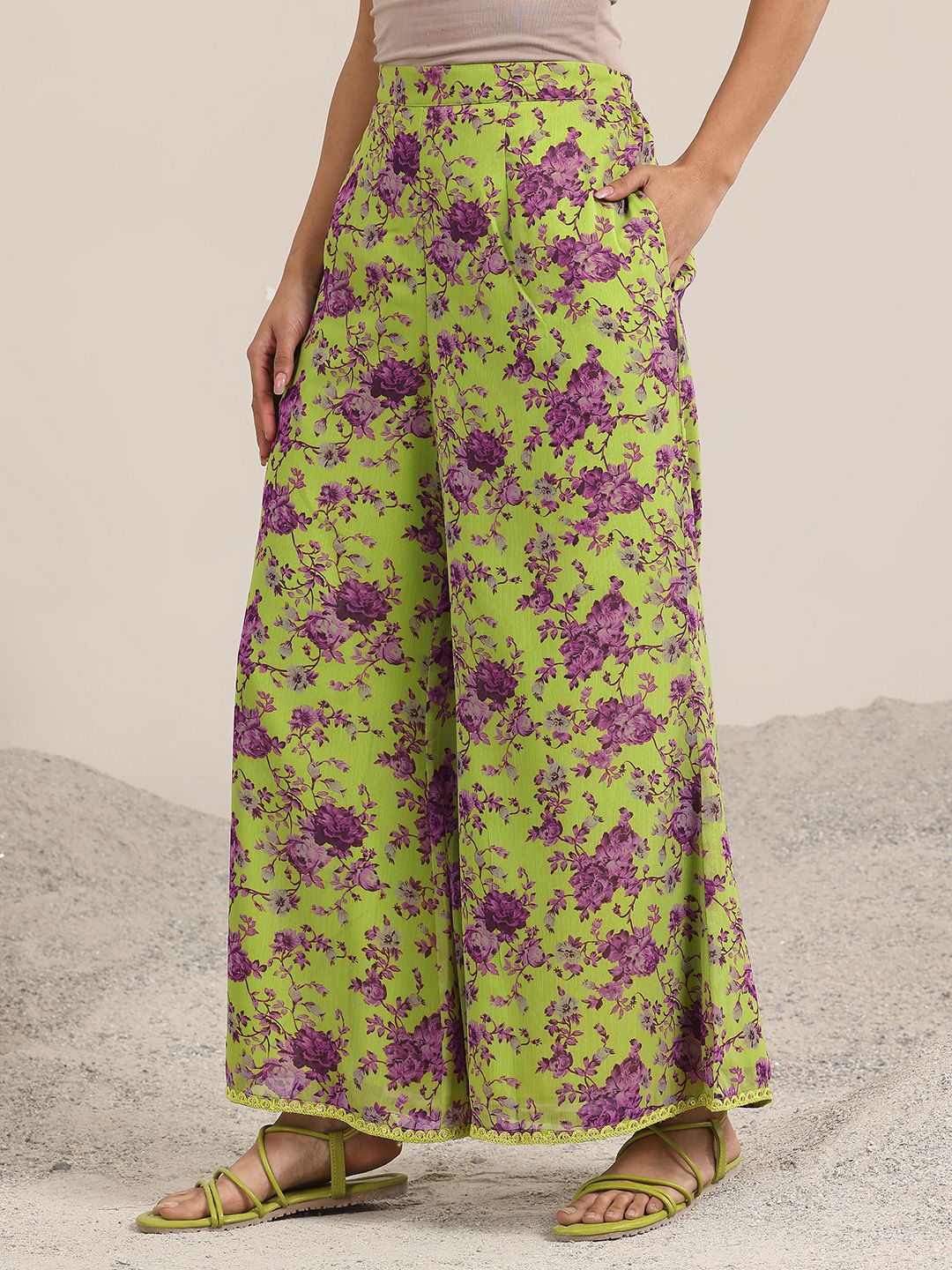 Libas Plus Size Floral Embroidered Straight Kurta With Palazzo & Dupatta