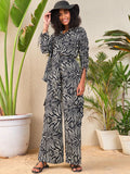 SASSAFRAS Black & White Abstract Print Shirt & Cargo Trousers
