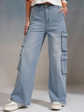 Tokyo Talkies Women Straight Fit Cargo Jeans