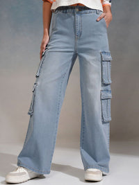 Tokyo Talkies Women Straight Fit Cargo Jeans
