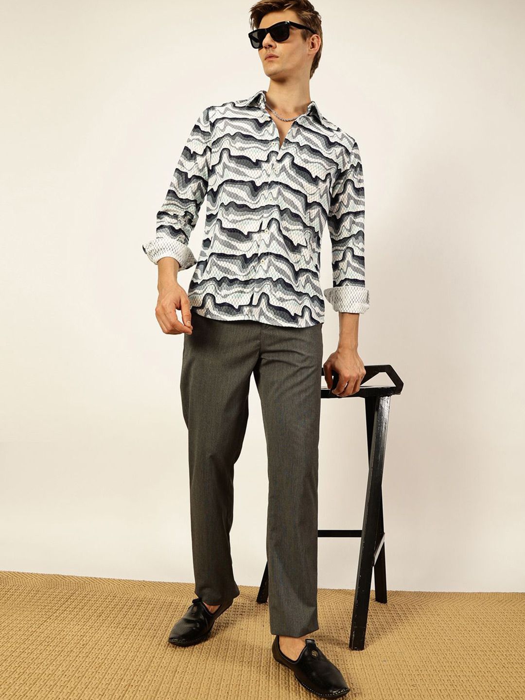 Thomas Scott Men Premium Slim Fit Opaque Printed Casual Shirt