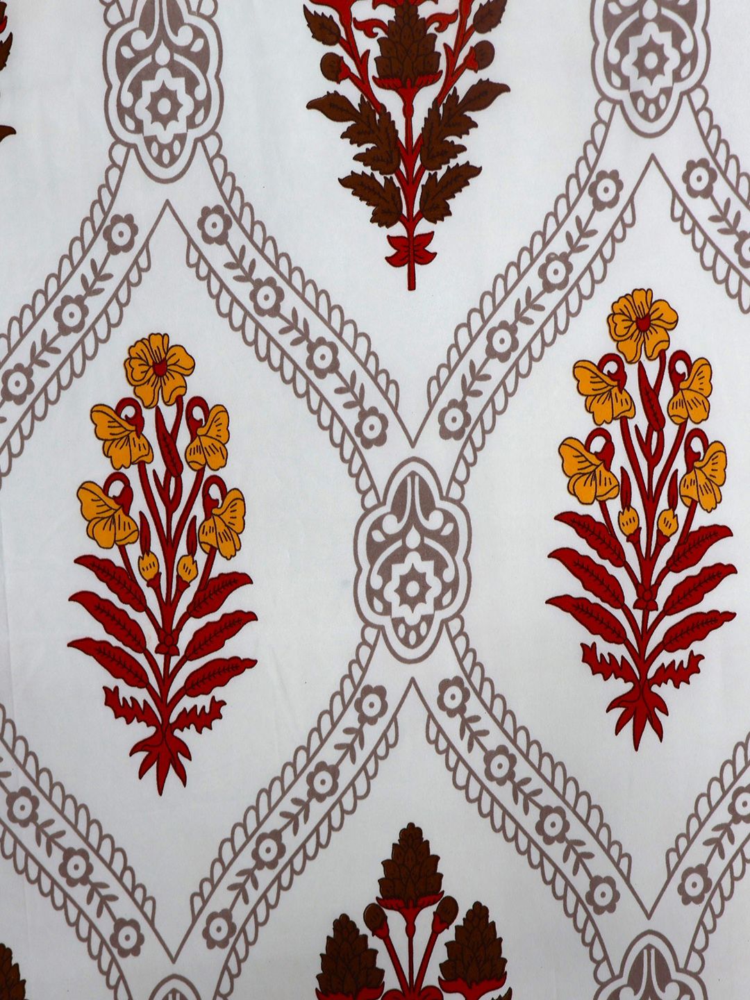 BOMBAY DYEING White & Red Floral 160 TC Queen Bedsheet with 2 Pillow Covers