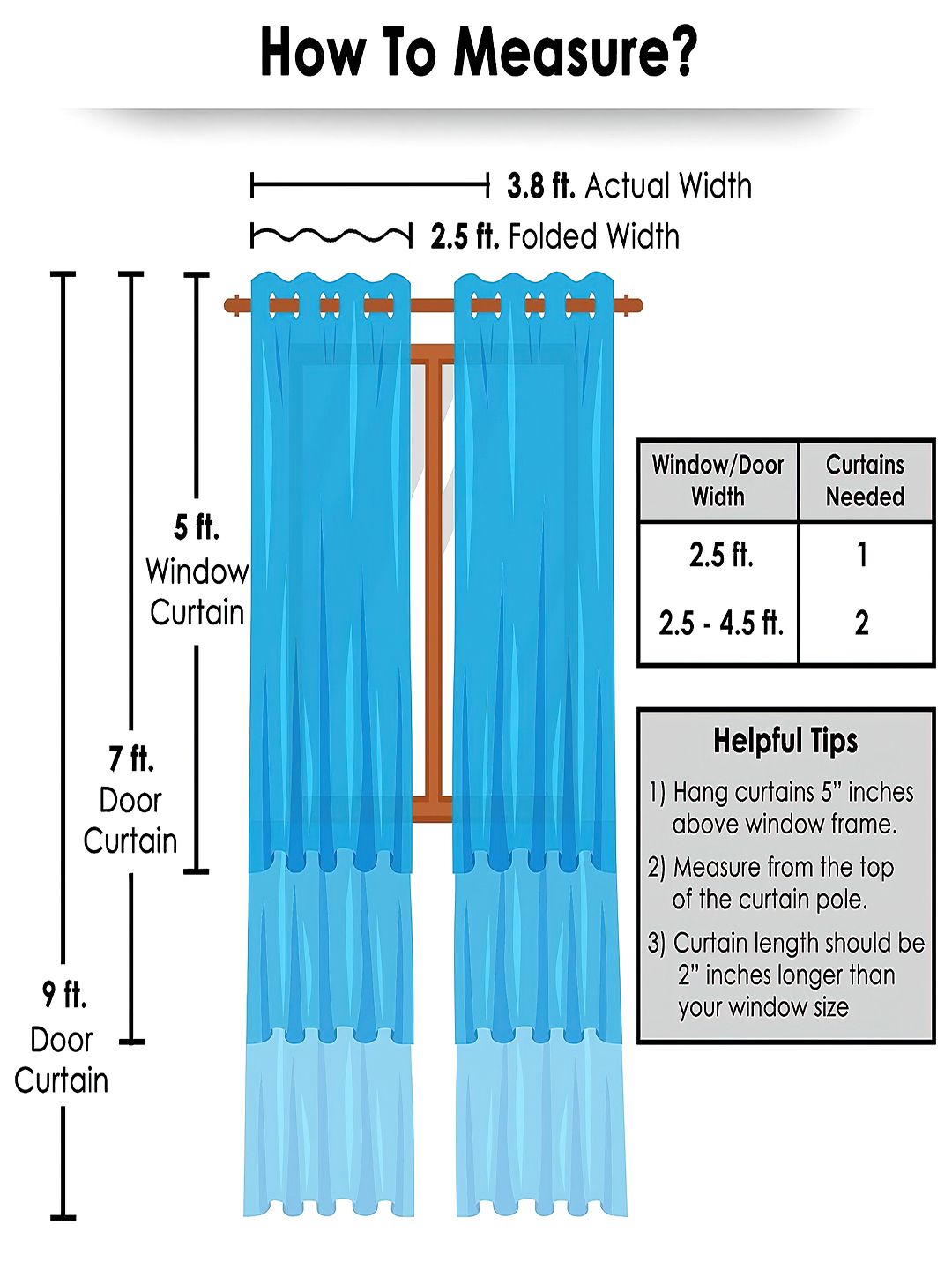 Cortina Blue 2 Pieces Black Out Window Curtains
