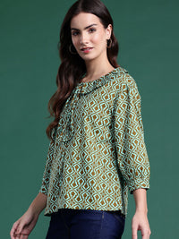 DressBerry Printed Peter Pan Collar Cotton Top