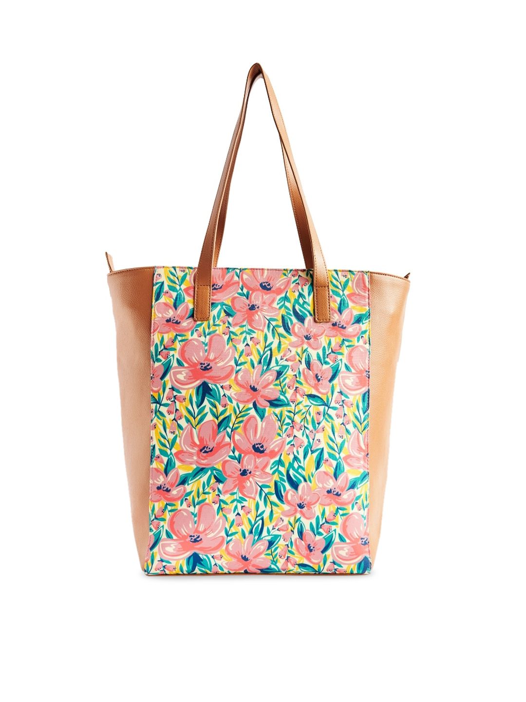 TEAL BY CHUMBAK Floral Printed Oversized Shopper Tote Bag
