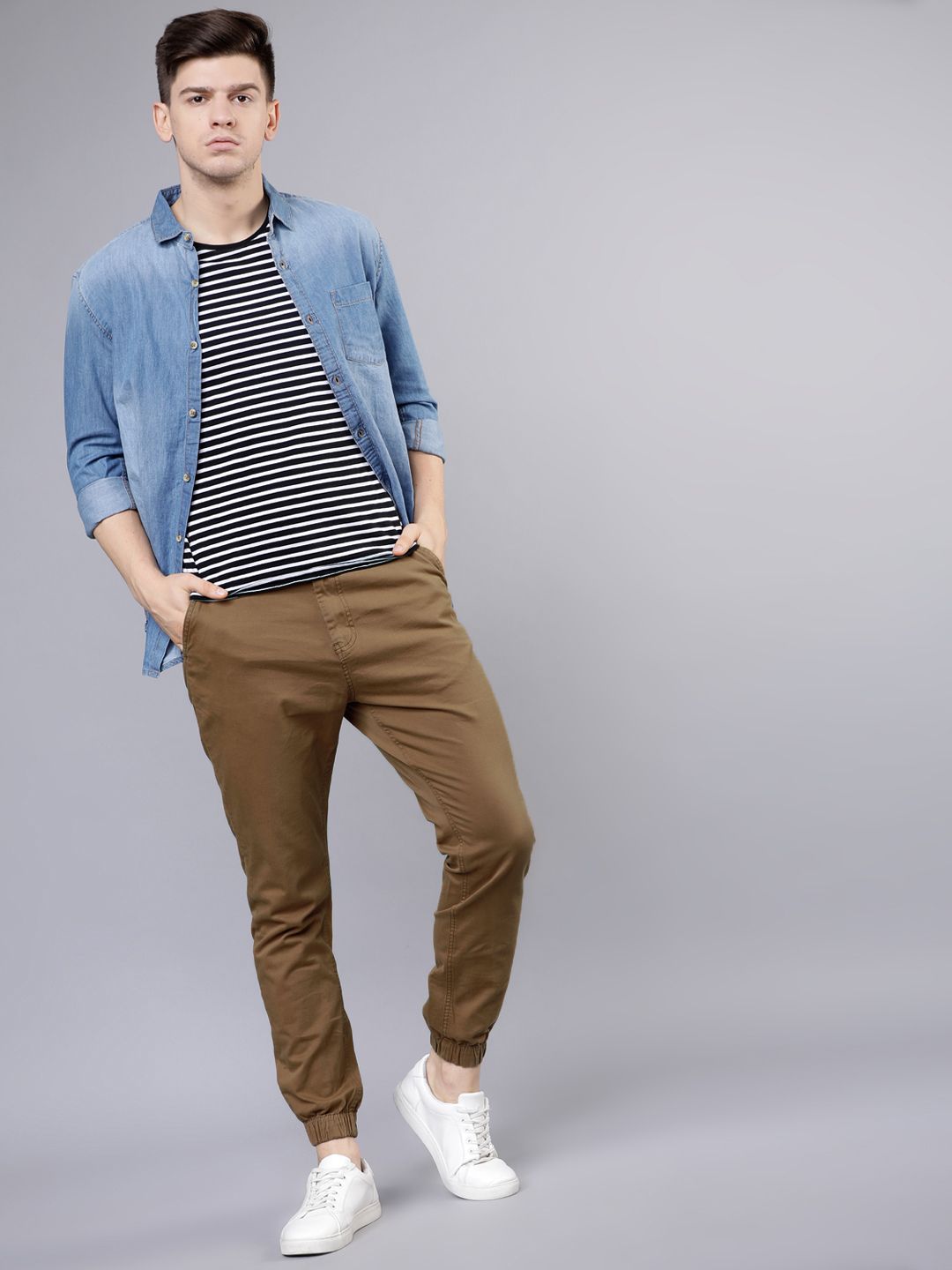 HIGHLANDER Men Khaki Slim Fit Joggers