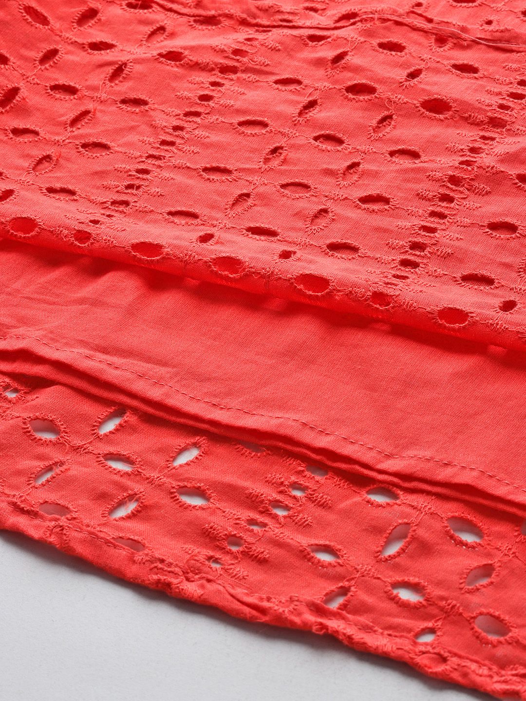 all about you Schiffli Cotton A-Line Midi Dress with Belt