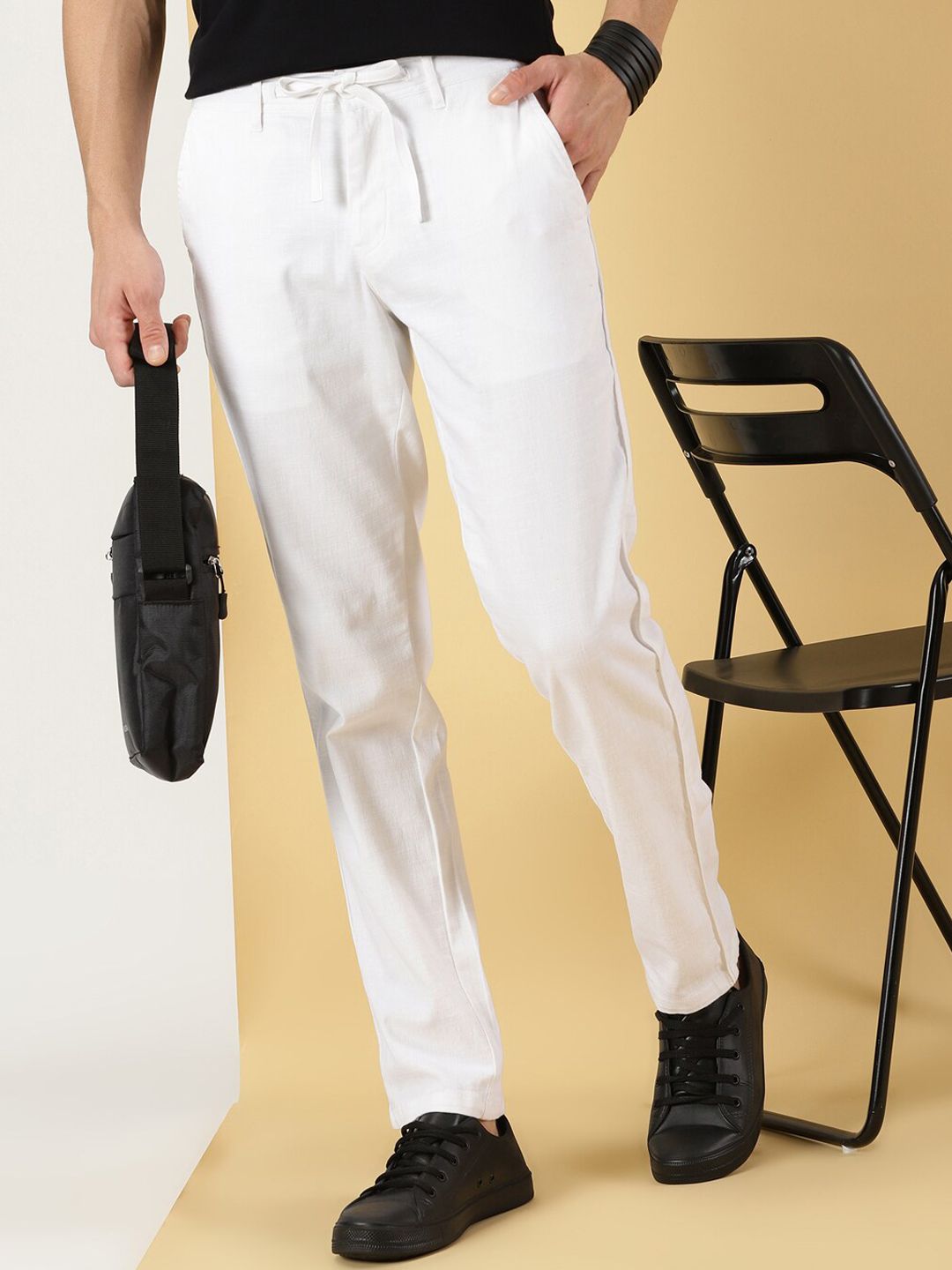 Thomas Scott Men Smart Linen Cotton Chinos Trousers