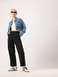 Women Korean Urban Street Shadows Side Stripes Regular Trousers