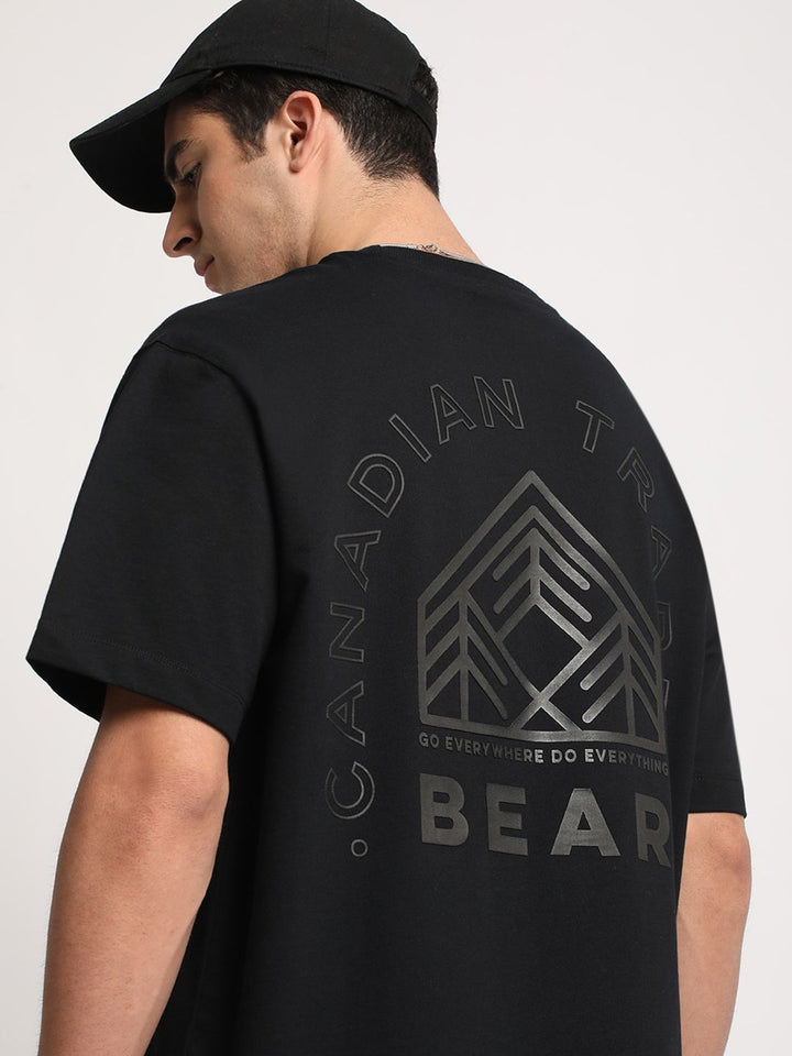 THE BEAR HOUSE Men Printed Loose Fit Cotton Pure Cotton T-Shirt