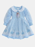 YK Girls Peter Pan Collar Puff Sleeve Fit & Flare Dress