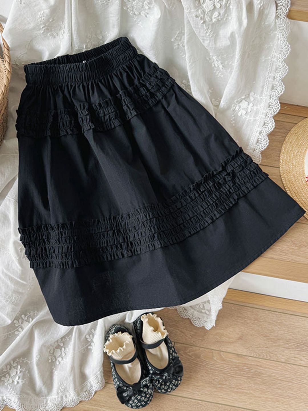 YK Girls Cotton A-Line Skirt