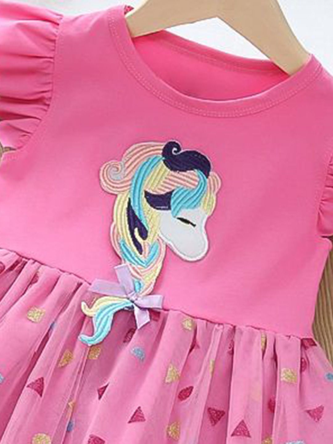 YK Girls Flutter Sleeves Fit and Flare Dress