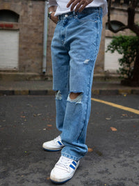 Powerlook Men Cotton Relaxed Fit Slash Knee Jeans